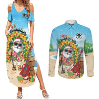 Personalized Hawaii Golf Christmas Couples Matching Summer Maxi Dress and Long Sleeve Button Shirt Mele Kalikimaka Funny Golfer Santa - Wonder Print Shop