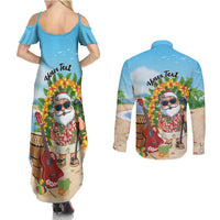 Personalized Hawaii Golf Christmas Couples Matching Summer Maxi Dress and Long Sleeve Button Shirt Mele Kalikimaka Funny Golfer Santa - Wonder Print Shop