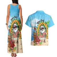 Personalized Hawaii Golf Christmas Couples Matching Tank Maxi Dress and Hawaiian Shirt Mele Kalikimaka Funny Golfer Santa - Wonder Print Shop