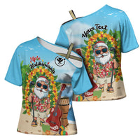 Personalized Hawaii Golf Christmas Cross Shoulder Shirt Mele Kalikimaka Funny Golfer Santa - Wonder Print Shop