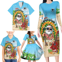 Personalized Hawaii Golf Christmas Family Matching Long Sleeve Bodycon Dress and Hawaiian Shirt Mele Kalikimaka Funny Golfer Santa - Wonder Print Shop