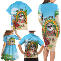 Personalized Hawaii Golf Christmas Family Matching Long Sleeve Bodycon Dress and Hawaiian Shirt Mele Kalikimaka Funny Golfer Santa - Wonder Print Shop