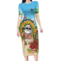 Personalized Hawaii Golf Christmas Family Matching Long Sleeve Bodycon Dress and Hawaiian Shirt Mele Kalikimaka Funny Golfer Santa - Wonder Print Shop