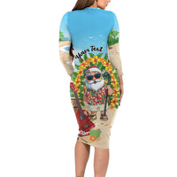 Personalized Hawaii Golf Christmas Family Matching Long Sleeve Bodycon Dress and Hawaiian Shirt Mele Kalikimaka Funny Golfer Santa - Wonder Print Shop