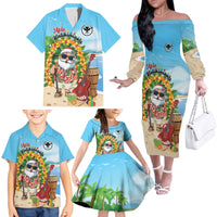 Personalized Hawaii Golf Christmas Family Matching Off The Shoulder Long Sleeve Dress and Hawaiian Shirt Mele Kalikimaka Funny Golfer Santa - Wonder Print Shop