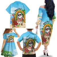 Personalized Hawaii Golf Christmas Family Matching Off The Shoulder Long Sleeve Dress and Hawaiian Shirt Mele Kalikimaka Funny Golfer Santa - Wonder Print Shop