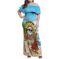 Personalized Hawaii Golf Christmas Family Matching Off Shoulder Maxi Dress and Hawaiian Shirt Mele Kalikimaka Funny Golfer Santa - Wonder Print Shop