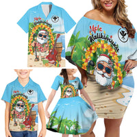 Personalized Hawaii Golf Christmas Family Matching Off Shoulder Short Dress and Hawaiian Shirt Mele Kalikimaka Funny Golfer Santa - Wonder Print Shop