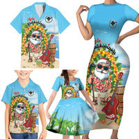 Personalized Hawaii Golf Christmas Family Matching Short Sleeve Bodycon Dress and Hawaiian Shirt Mele Kalikimaka Funny Golfer Santa - Wonder Print Shop