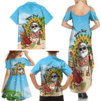 Personalized Hawaii Golf Christmas Family Matching Summer Maxi Dress and Hawaiian Shirt Mele Kalikimaka Funny Golfer Santa - Wonder Print Shop