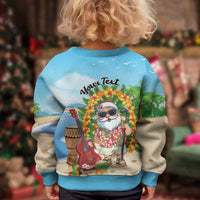 Personalized Hawaii Golf Christmas Kid Ugly Christmas Sweater Mele Kalikimaka Funny Golfer Santa - Wonder Print Shop