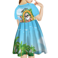 Personalized Hawaii Golf Christmas Kid Short Sleeve Dress Mele Kalikimaka Funny Golfer Santa - Wonder Print Shop