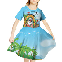 Personalized Hawaii Golf Christmas Kid Short Sleeve Dress Mele Kalikimaka Funny Golfer Santa - Wonder Print Shop