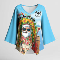 Personalized Hawaii Golf Christmas Kimono Sleeve Blouse Mele Kalikimaka Funny Golfer Santa - Wonder Print Shop