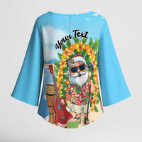Personalized Hawaii Golf Christmas Kimono Sleeve Blouse Mele Kalikimaka Funny Golfer Santa - Wonder Print Shop