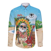 Personalized Hawaii Golf Christmas Long Sleeve Button Shirt Mele Kalikimaka Funny Golfer Santa - Wonder Print Shop
