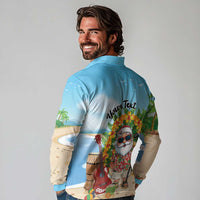 Personalized Hawaii Golf Christmas Long Sleeve Polo Shirt Mele Kalikimaka Funny Golfer Santa - Wonder Print Shop