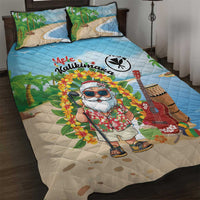 Hawaii Golf Christmas Quilt Bed Set Mele Kalikimaka Funny Golfer Santa - Wonder Print Shop