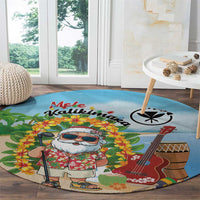 Hawaii Golf Christmas Round Carpet Mele Kalikimaka Funny Golfer Santa - Wonder Print Shop