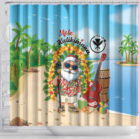 Hawaii Golf Christmas Shower Curtain Mele Kalikimaka Funny Golfer Santa - Wonder Print Shop