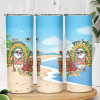 Personalized Hawaii Golf Christmas Skinny Tumbler Mele Kalikimaka Funny Golfer Santa - Wonder Print Shop
