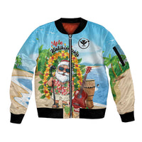 Personalized Hawaii Golf Christmas Sleeve Zip Bomber Jacket Mele Kalikimaka Funny Golfer Santa - Wonder Print Shop