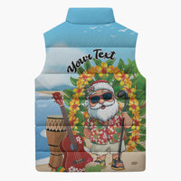 Personalized Hawaii Golf Christmas Sleeveless Puffer Jacket Mele Kalikimaka Funny Golfer Santa - Wonder Print Shop