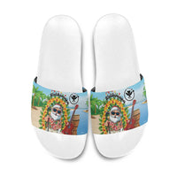 Hawaii Golf Christmas Slide Sandals Mele Kalikimaka Funny Golfer Santa - Wonder Print Shop