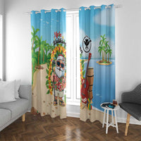 Hawaii Golf Christmas Window Curtain Mele Kalikimaka Funny Golfer Santa - Wonder Print Shop