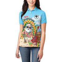 Personalized Hawaii Golf Christmas Women Polo Shirt Mele Kalikimaka Funny Golfer Santa - Wonder Print Shop