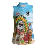 Personalized Hawaii Golf Christmas Women Sleeveless Polo Shirt Mele Kalikimaka Funny Golfer Santa - Wonder Print Shop