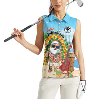 Personalized Hawaii Golf Christmas Women Sleeveless Polo Shirt Mele Kalikimaka Funny Golfer Santa - Wonder Print Shop
