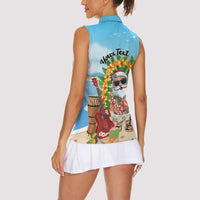 Personalized Hawaii Golf Christmas Women Sleeveless Polo Shirt Mele Kalikimaka Funny Golfer Santa - Wonder Print Shop