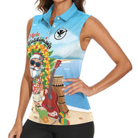 Personalized Hawaii Golf Christmas Women Sleeveless Polo Shirt Mele Kalikimaka Funny Golfer Santa - Wonder Print Shop