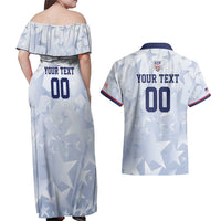 Custom USA Soccer Team 2026 Couples Matching Off Shoulder Maxi Dress and Hawaiian Shirt One Nation One Team - Wonder Print Shop