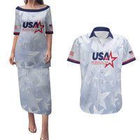 Custom USA Soccer Team 2026 Couples Matching Puletasi and Hawaiian Shirt One Nation One Team - Wonder Print Shop