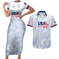 Custom USA Soccer Team 2026 Couples Matching Short Sleeve Bodycon Dress and Hawaiian Shirt One Nation One Team - Wonder Print Shop