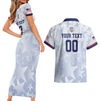 Custom USA Soccer Team 2026 Couples Matching Short Sleeve Bodycon Dress and Hawaiian Shirt One Nation One Team - Wonder Print Shop