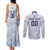 Custom USA Soccer Team 2026 Couples Matching Tank Maxi Dress and Long Sleeve Button Shirt One Nation One Team - Wonder Print Shop