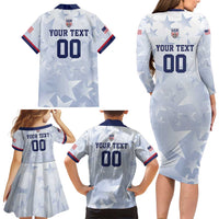 Custom USA Soccer Team 2026 Family Matching Long Sleeve Bodycon Dress and Hawaiian Shirt One Nation One Team - Wonder Print Shop