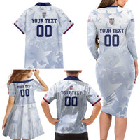 Custom USA Soccer Team 2026 Family Matching Long Sleeve Bodycon Dress and Hawaiian Shirt One Nation One Team - Wonder Print Shop