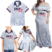 Custom USA Soccer Team 2026 Family Matching Off Shoulder Maxi Dress and Hawaiian Shirt One Nation One Team - Wonder Print Shop