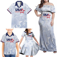 Custom USA Soccer Team 2026 Family Matching Off Shoulder Maxi Dress and Hawaiian Shirt One Nation One Team - Wonder Print Shop