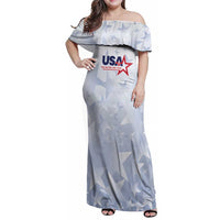 Custom USA Soccer Team 2026 Family Matching Off Shoulder Maxi Dress and Hawaiian Shirt One Nation One Team - Wonder Print Shop