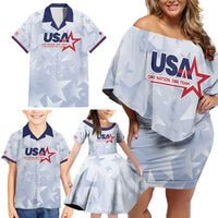 Custom USA Soccer Team 2026 Family Matching Off Shoulder Short Dress and Hawaiian Shirt One Nation One Team - Wonder Print Shop