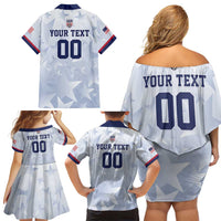 Custom USA Soccer Team 2026 Family Matching Off Shoulder Short Dress and Hawaiian Shirt One Nation One Team - Wonder Print Shop
