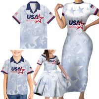 Custom USA Soccer Team 2026 Family Matching Short Sleeve Bodycon Dress and Hawaiian Shirt One Nation One Team - Wonder Print Shop
