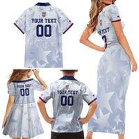 Custom USA Soccer Team 2026 Family Matching Short Sleeve Bodycon Dress and Hawaiian Shirt One Nation One Team - Wonder Print Shop
