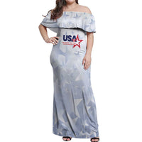 Custom USA Soccer Team 2026 Off Shoulder Maxi Dress One Nation One Team - Wonder Print Shop