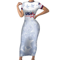 Custom USA Soccer Team 2026 Short Sleeve Bodycon Dress One Nation One Team - Wonder Print Shop